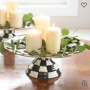 Mackenzie Childs Courtly Check Large Pedestal Platter